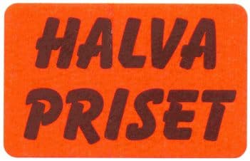25x36 Halva Priset röd fluor – Prismärkning från Butiksprofil