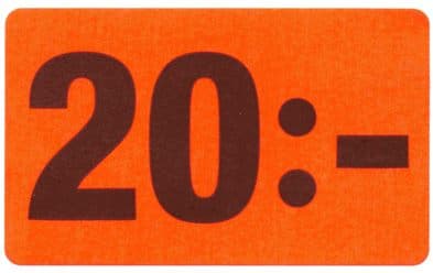 30x50 röd fluor 20 – Prismärkning från Butiksprofil