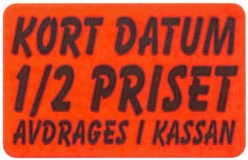 25x36 K.d. ½ pr avdr i kassan – Prismärkning från Butiksprofil