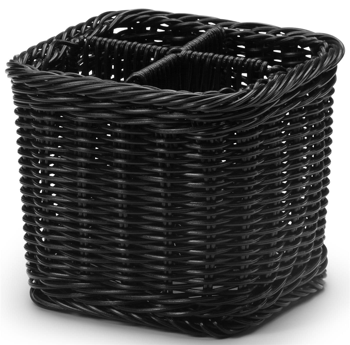 Bestickkorg 4-fack, Svart 160x160mm – Varuexponering från Butiksprofil