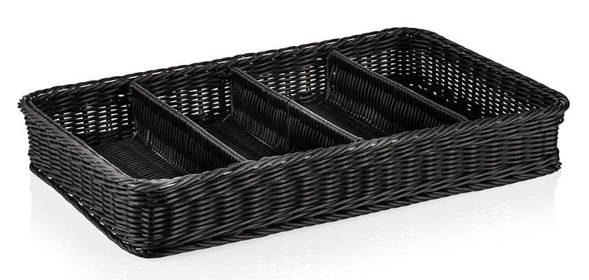Frukt & Grönt korg 4-fack, Svart 53x32x9cm – Varuexponering från Butiksprofil