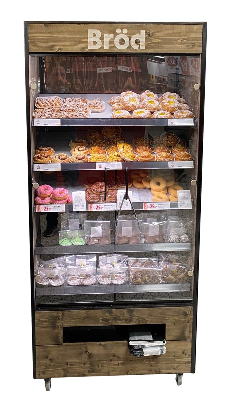 Brödexponering med dörrar 90x160x60cm – Varuexponering från Butiksprofil