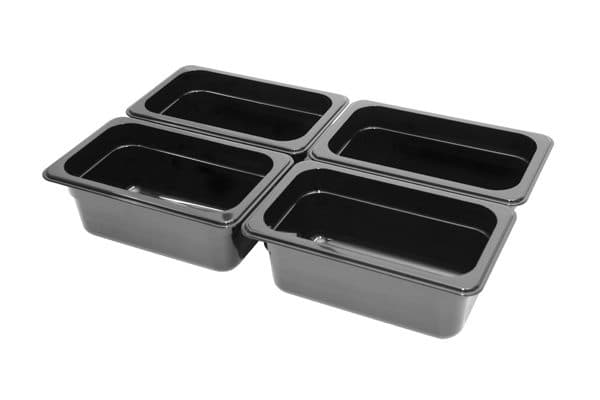 Kantin 1/4 svart, Djup 150mm – Butiksutrustning från Butiksprofil