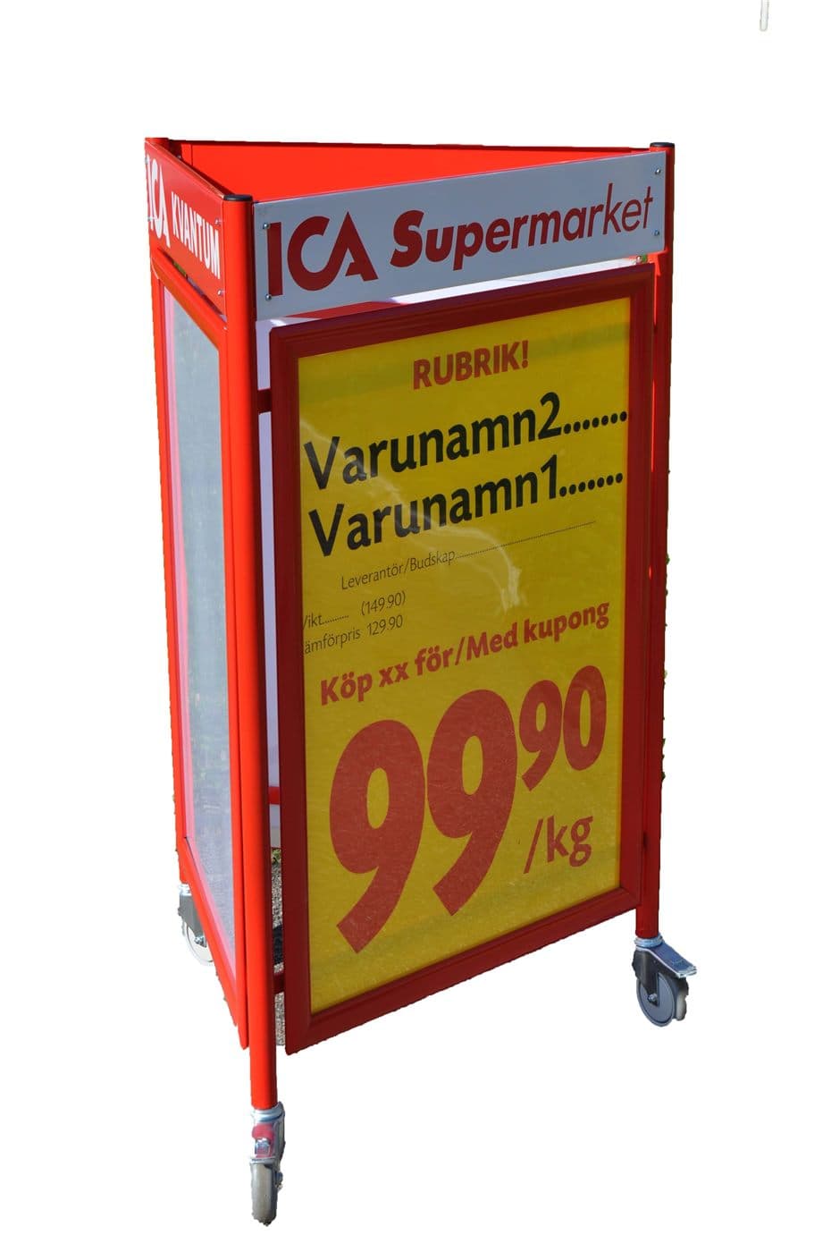 Trippelställ 70x100, Röd – Skyltmaterial från Butiksprofil