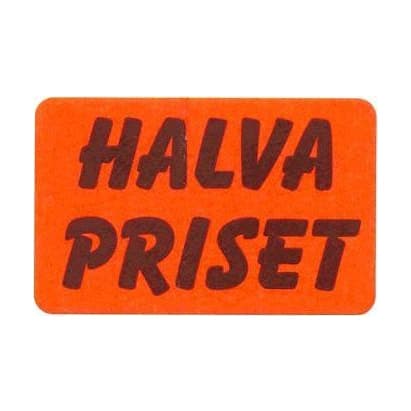 25x36 Halva Priset röd fluor – Prismärkning från Butiksprofil
