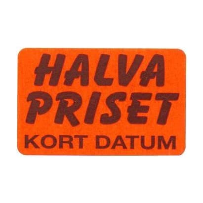 25x36 1/2 priset kort datum – Prismärkning från Butiksprofil