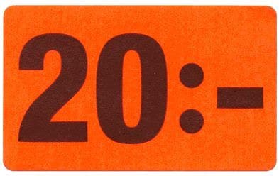30x50 röd fluor 20 – Prismärkning från Butiksprofil