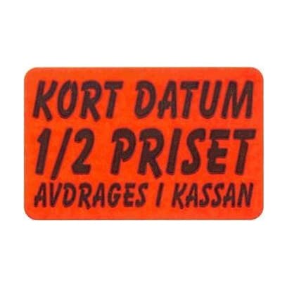 25x36 K.d. ½ pr avdr i kassan – Prismärkning från Butiksprofil