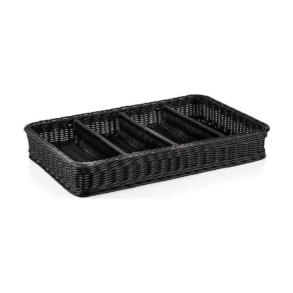 Frukt & Grönt korg 4-fack, Svart 53x32x9cm – Varuexponering från Butiksprofil