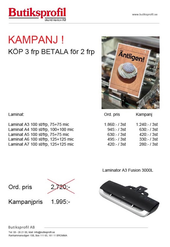 Kampanjblad: Laminator och laminatfickor