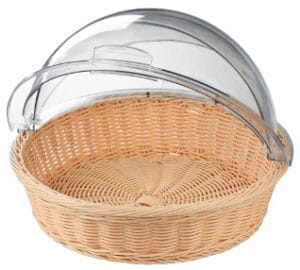Brödkorg i konstrotting med Roll Top lock (Ø 40cm), Brun